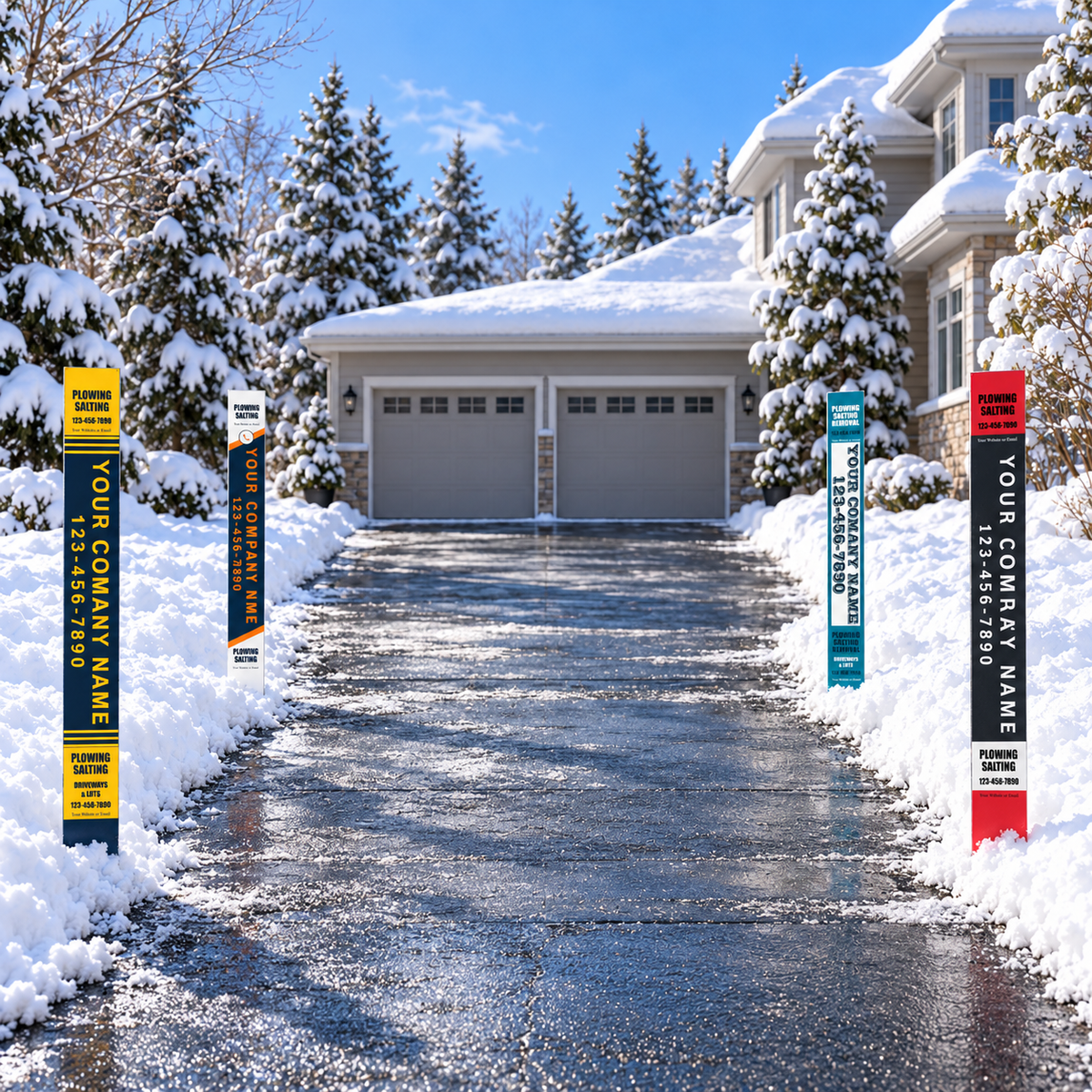 Custom Snow Management Advertising Stakes