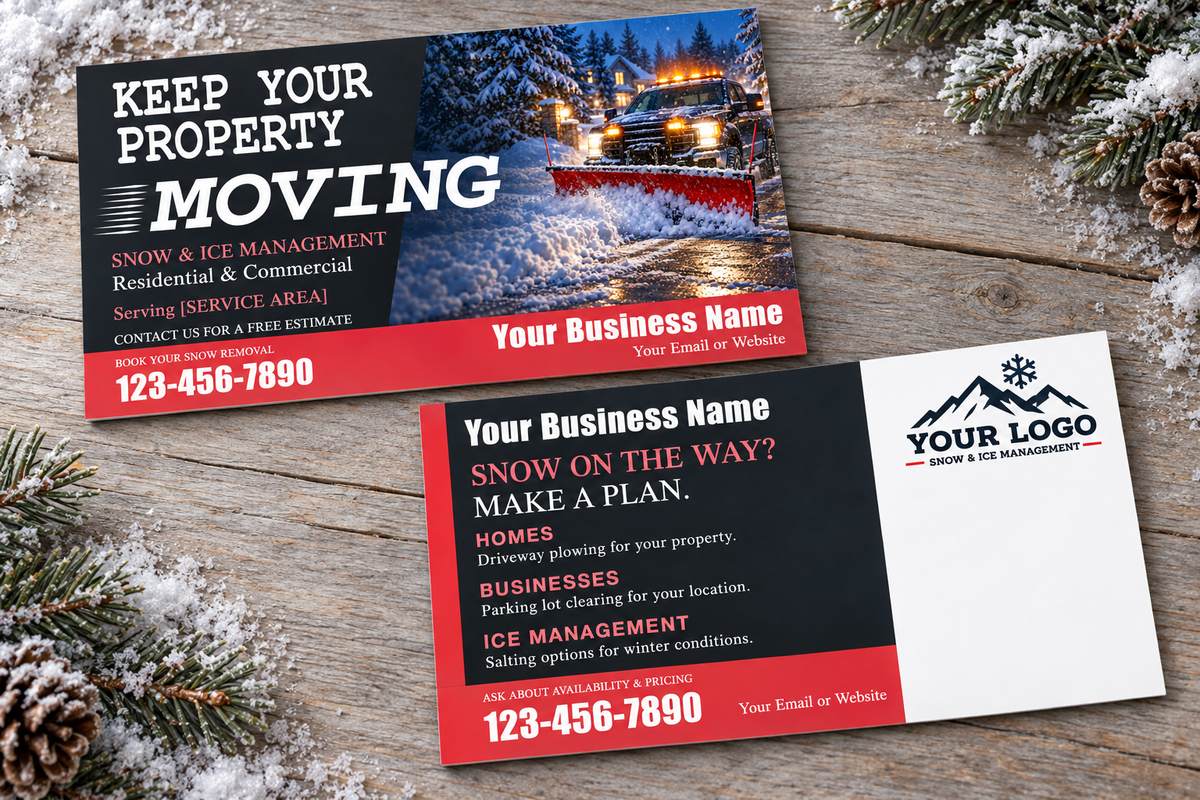Snow Management Postcard – Charcoal & Red