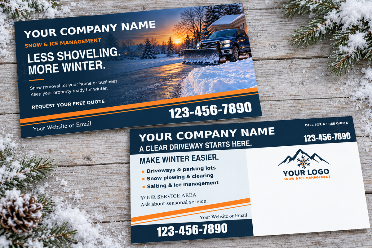 Snow Management Postcard – Navy & Orange