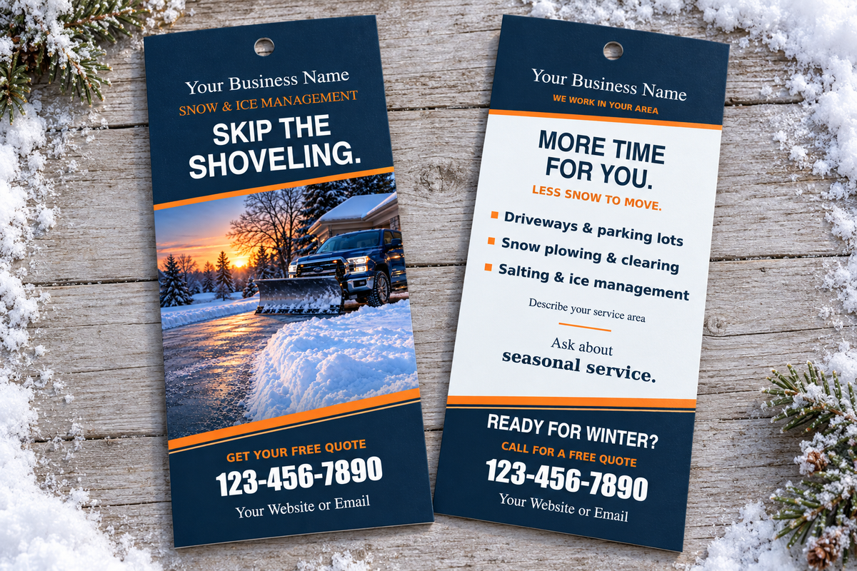 Extra-Large Snow Management Door Hangers – Navy & Orange