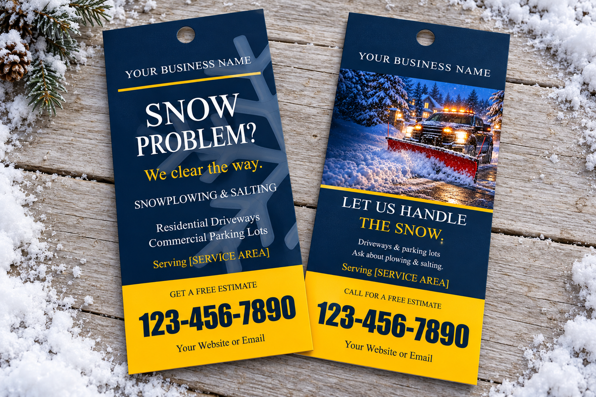 Extra-Large Snow Management Door Hangers – Navy & Yellow