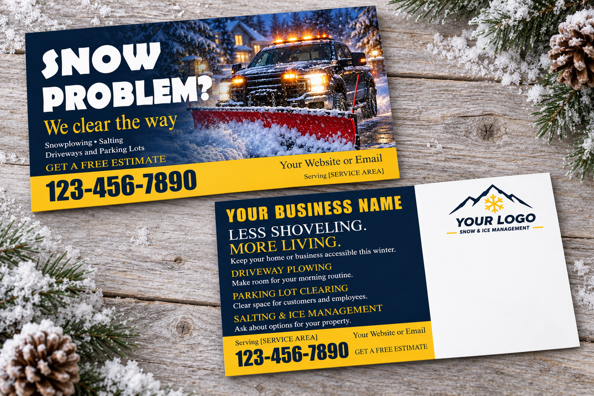 Snow Management Postcard – Navy & Yellow