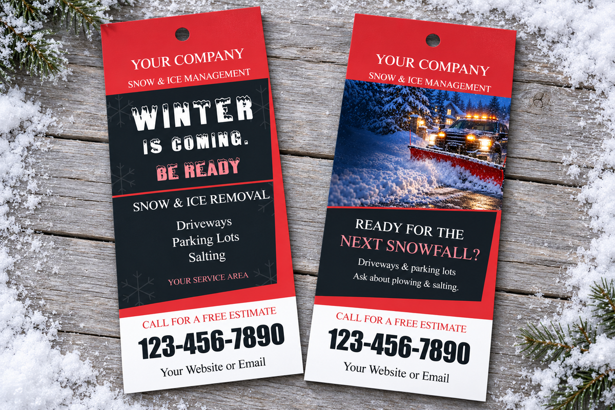 Extra-Large Snow Management Door Hangers – Charcoal & Red