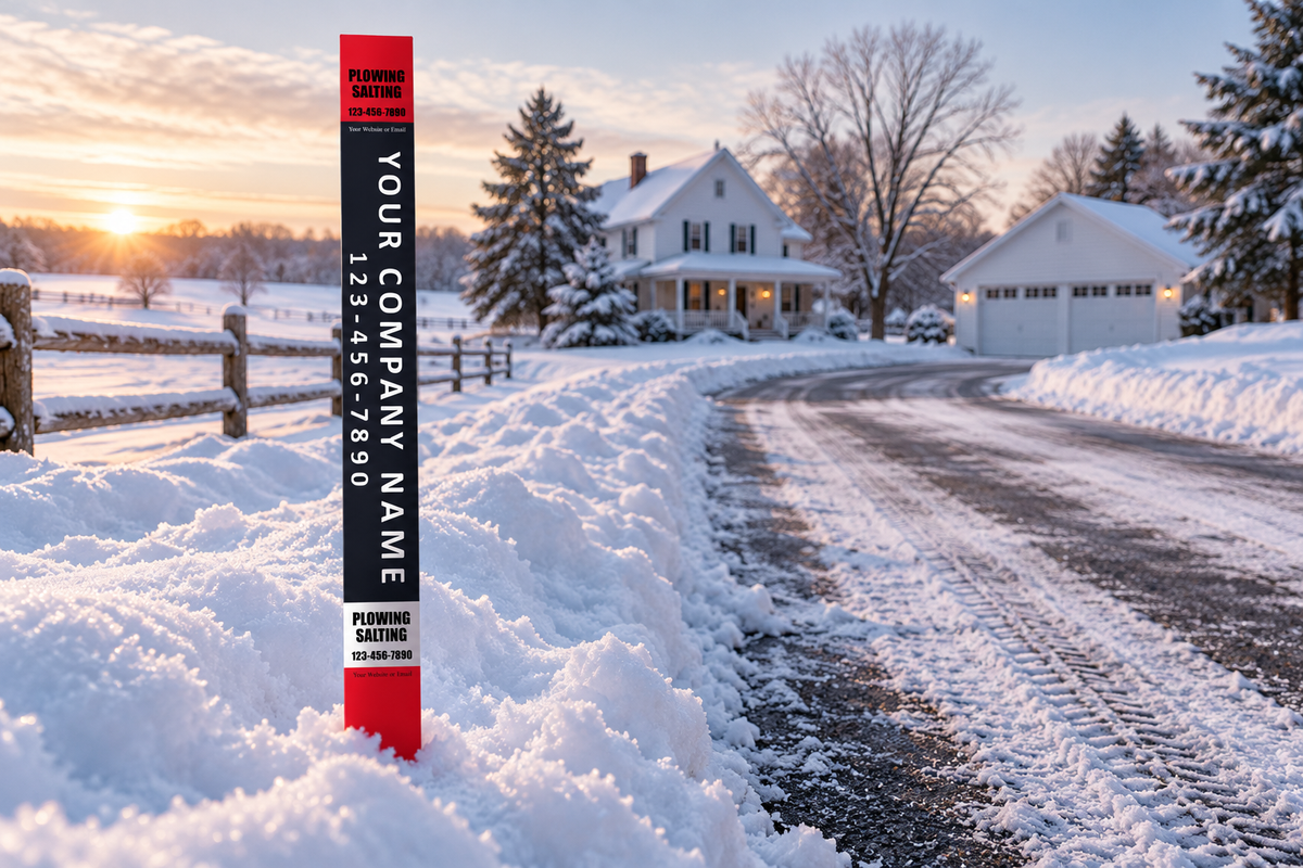 Custom Snow Management Advertising Stakes – Black & Red