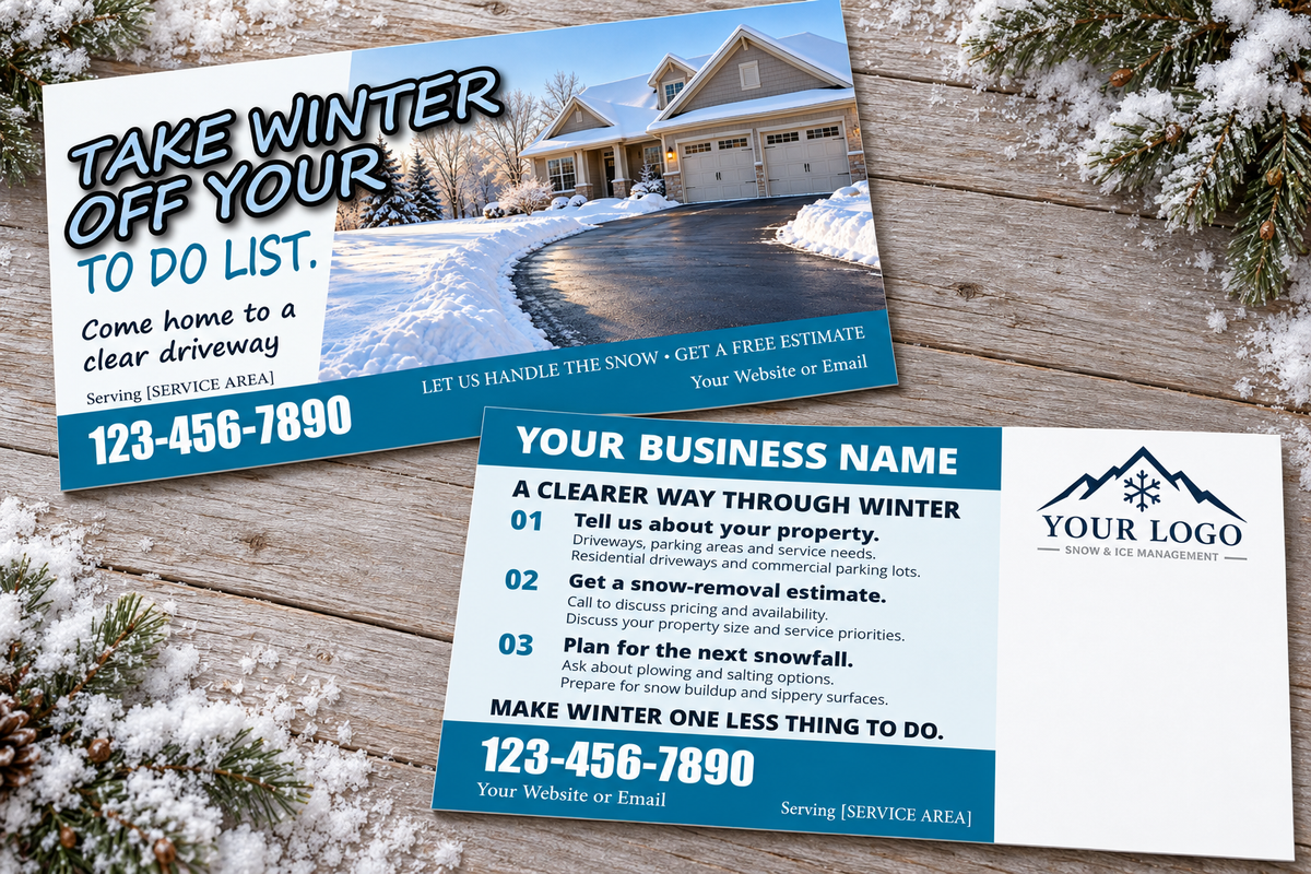 Snow Management Postcard – Teal & White