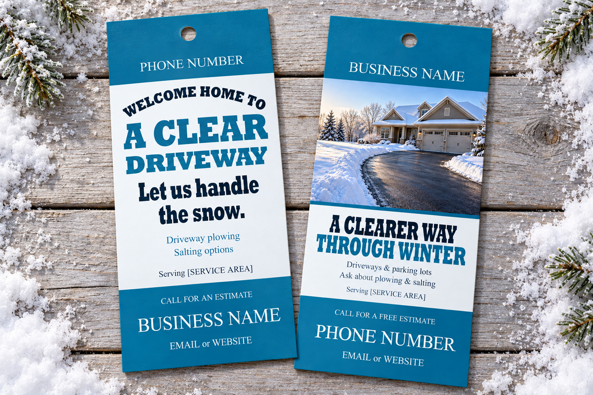 Extra-Large Snow Management Door Hangers – Teal & White